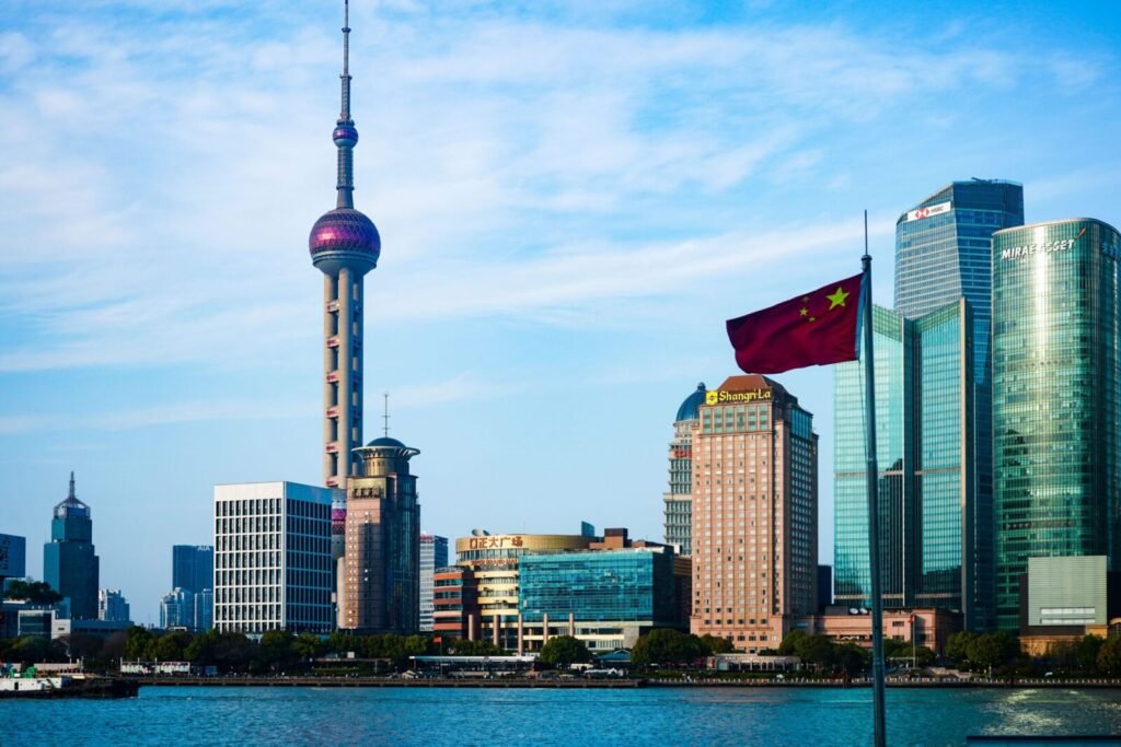 Stunning view of Shanghai's skyline featuring the iconic Oriental Pearl Tower and modern skyscrapers.